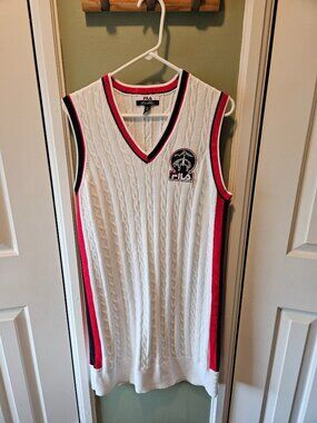 Brooks Brothers x Fila Cable Knit Sweater Dress XL White Preppy Collegiate